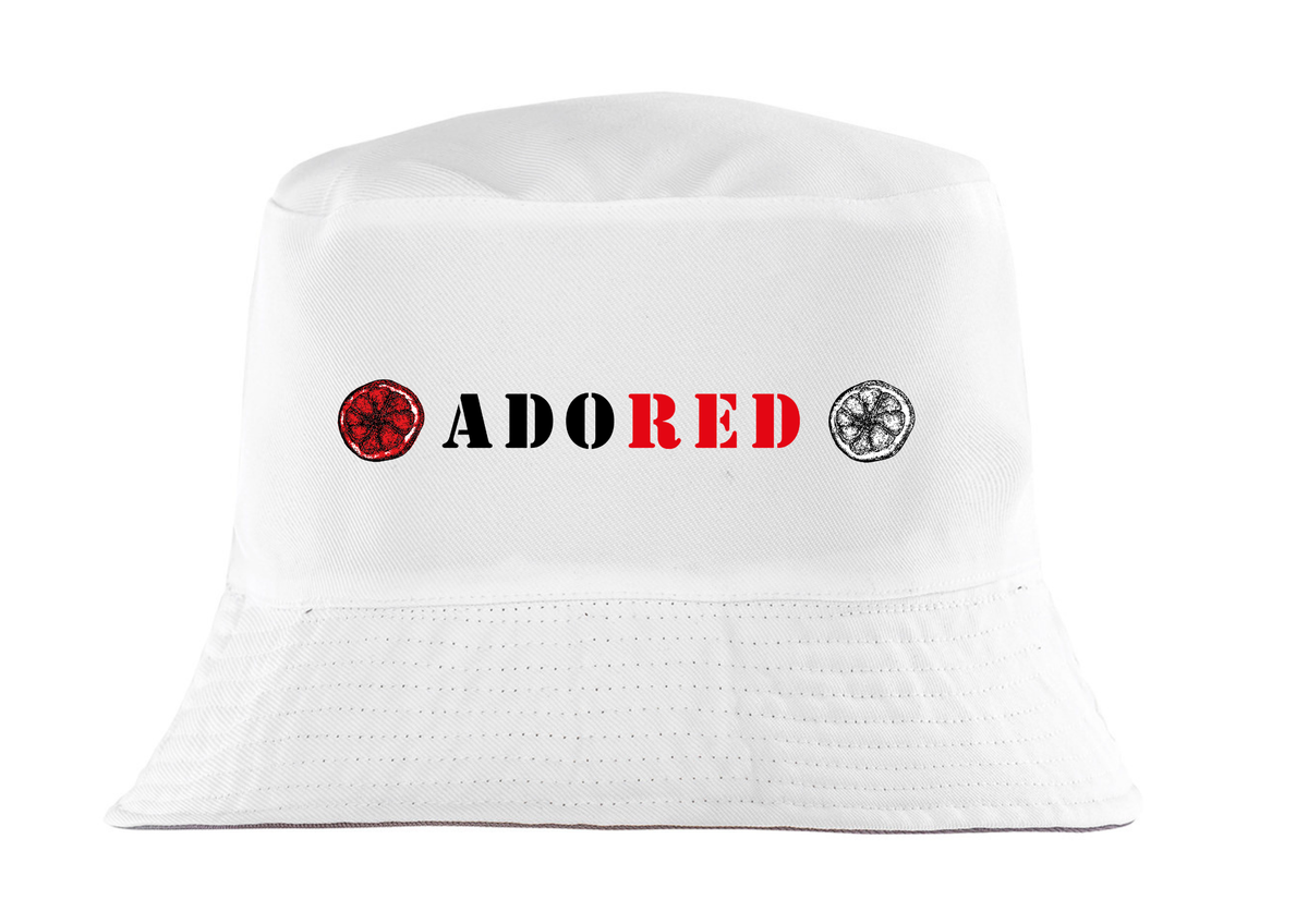 Adored Roses Utd inspired bucket hat combining retro football and music-inspired design